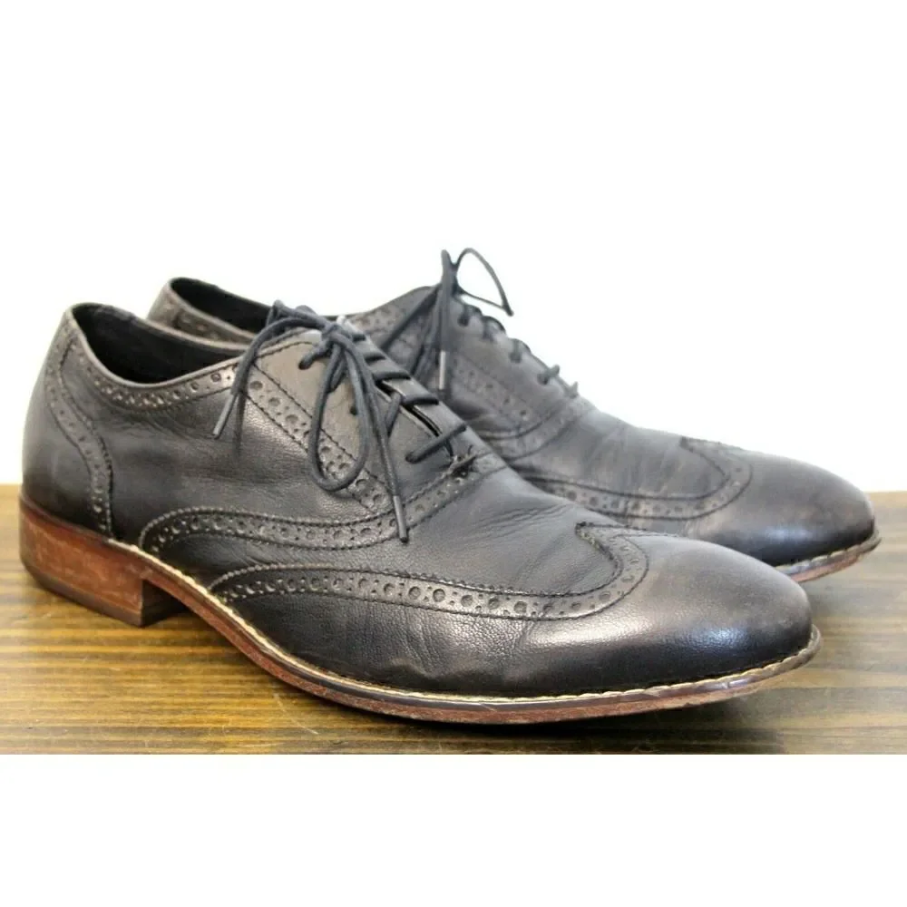 COLE HAAN GRAY BLACK GENUINE LEATHER LACE UP OXFORD DRESS MEN'S SHOES 11M